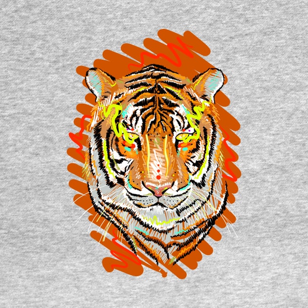 Freehand drawing of a tiger vector colorful illustration. Year of the tiger. by Razym